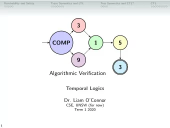 3  COMP  1  5  9  3  Algorithmic Verification  Temporal Logics  Dr. Liam OConnor  CSE, UNSW (for