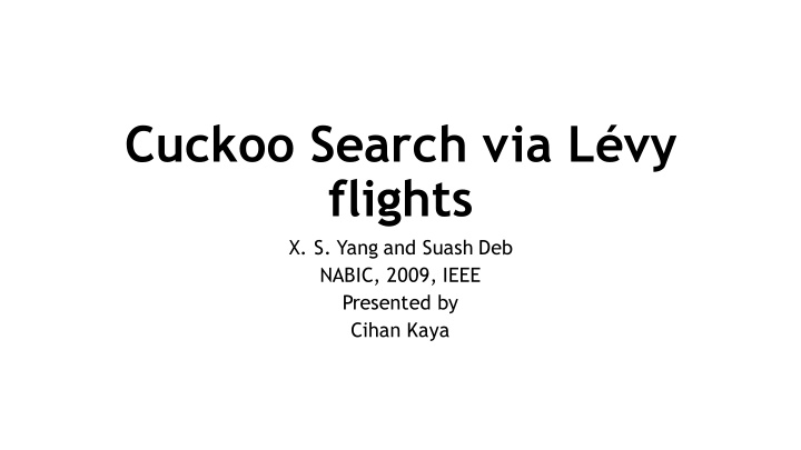 cuckoo search via l vy flights