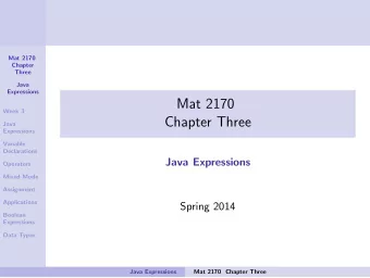 Mat 2170  Week 3  Chapter Three  Java  Expressions  Variable  Declarations  Java Expressions