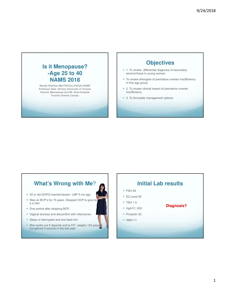 objectives is it menopause