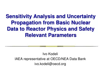 Sensitivity Analysis and Uncertainty  Sensitivity Analysis and Uncertainty  Propagation from Basic