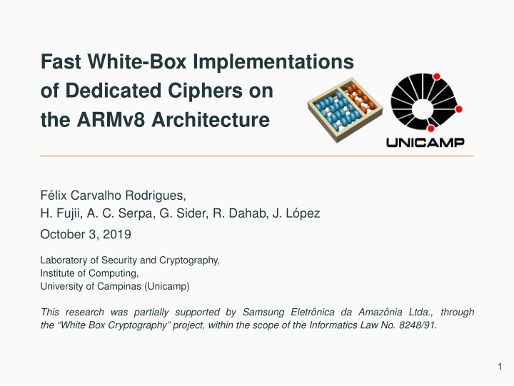 fast white box implementations of dedicated ciphers on