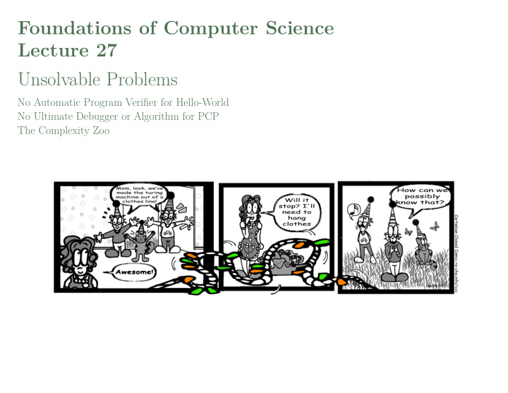 foundations of computer science lecture 27 unsolvable