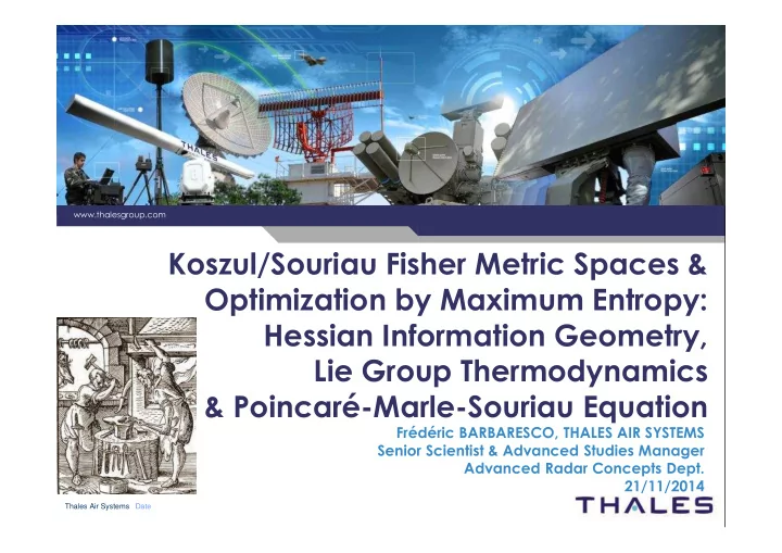 koszul souriau fisher metric spaces optimization by