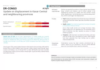 DR-CONGO  Anticipated  Clashes are expected to continue in Kasai-Central, Kasai Oriental,  Update