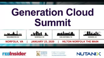 NORFOLK, VA     |     JANUARY 23, 2020     |     HILTON NORFOLK THE MAIN Generation Cloud Summit
