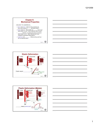 12/10/09  Chapter 6:  Mechanical Properties  ISSUES TO ADDRESS...    Stress and strain:  What