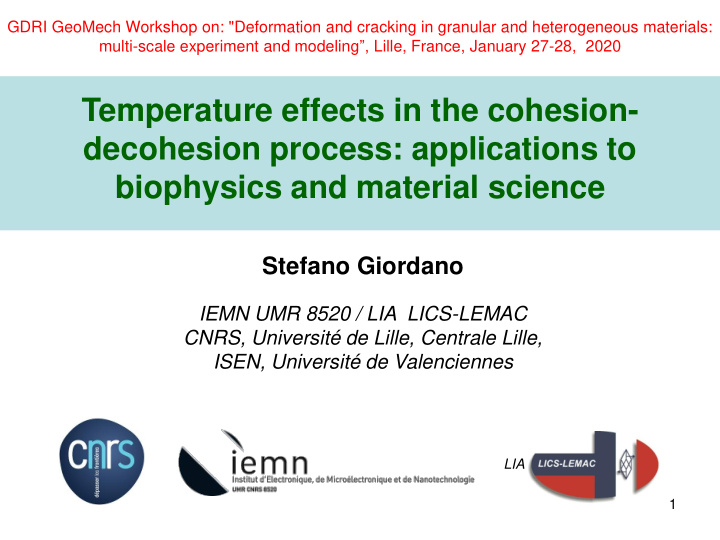 temperature effects in the cohesion