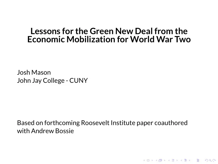 lessons for the green new deal from the economic