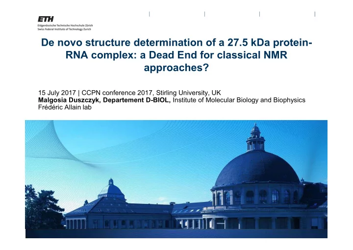 de novo structure determination of a 27 5 kda protein rna