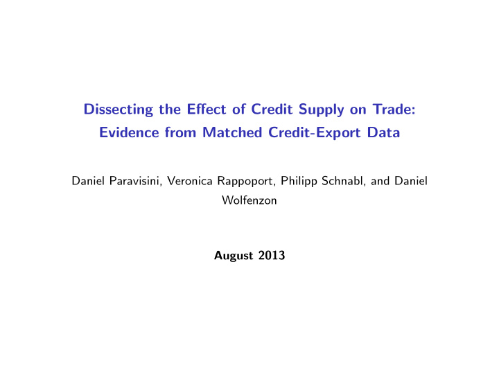 dissecting the effect of credit supply on trade evidence