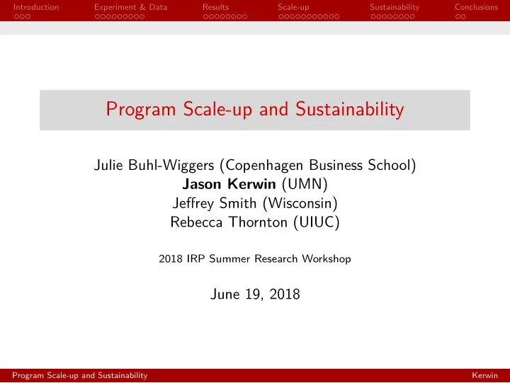 program scale up and sustainability