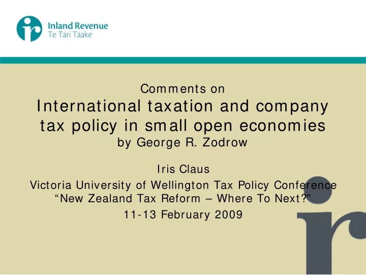 international taxation and company tax policy in small