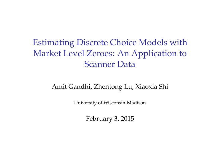 estimating discrete choice models with market level