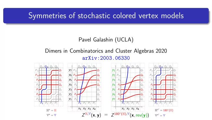 symmetries of stochastic colored vertex models