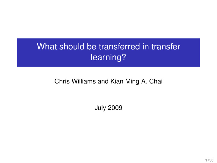what should be transferred in transfer learning