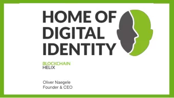 Oliver Naegele  Founder &amp; CEO  1  Agenda Workshop  Blockchain - Definition &amp; Technology -