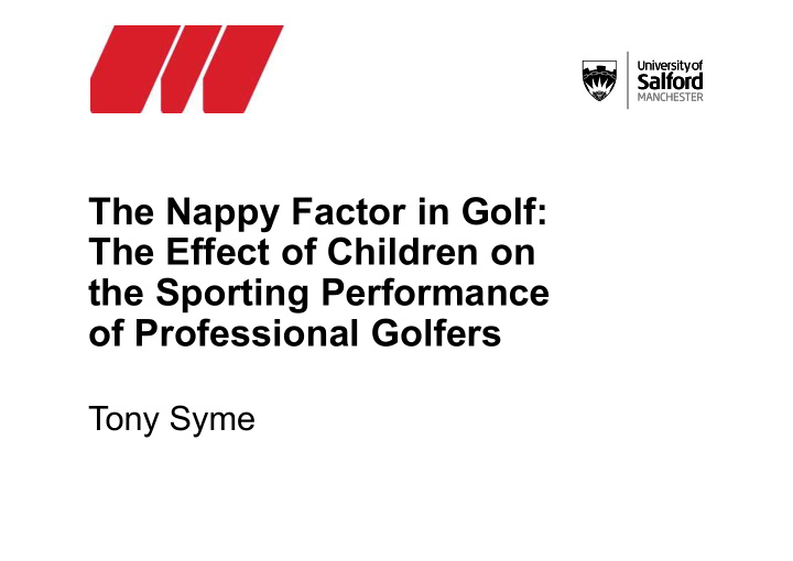 the nappy factor in golf the effect of children on the