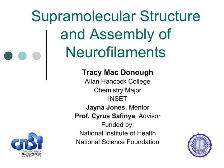 supramolecular structure and assembly of neurofilaments