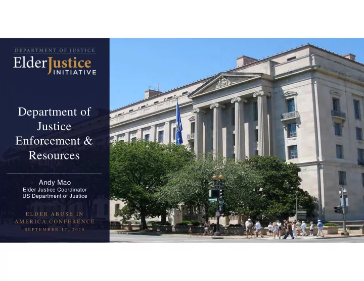 department of justice enforcement resources