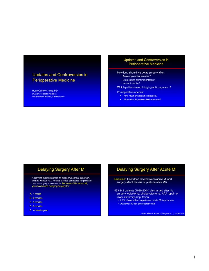 delaying surgery after acute mi