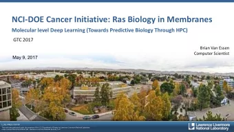 NCI-DOE Cancer Initiative: Ras Biology in Membranes  Molecular level Deep Learning (Towards