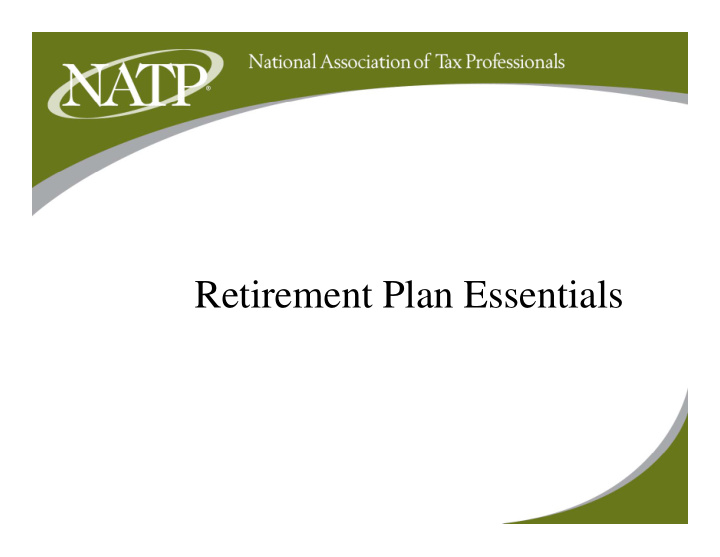 retirement plan essentials presented by jim vanden
