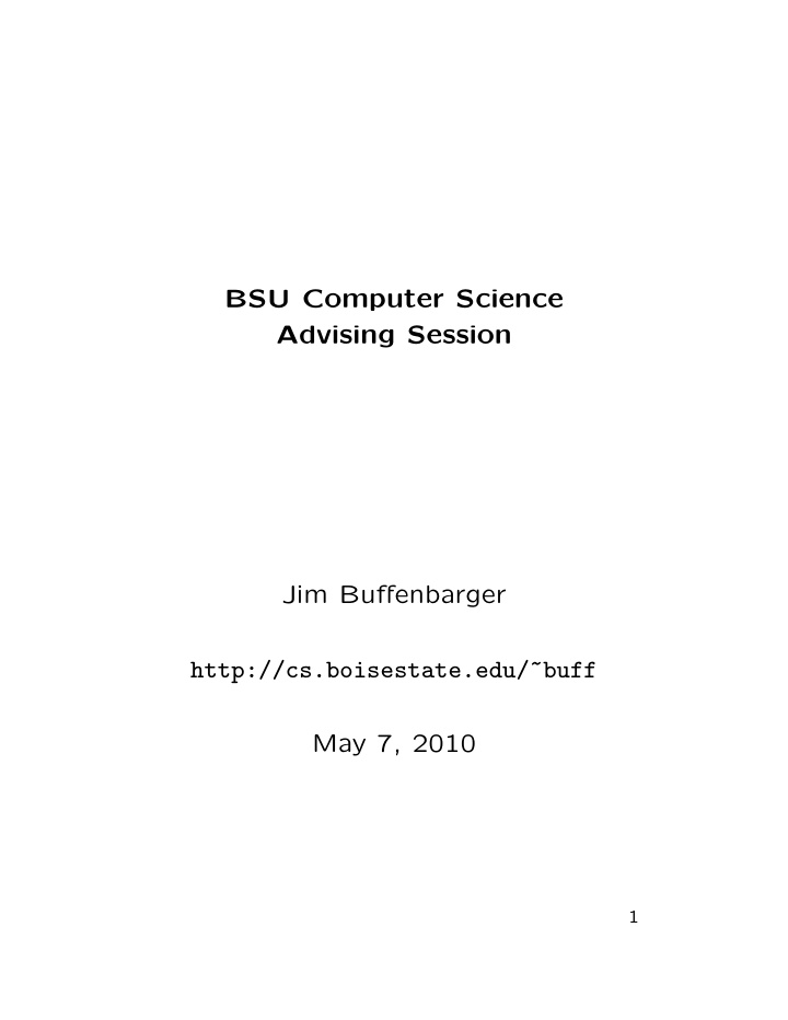 bsu computer science advising session jim buffenbarger