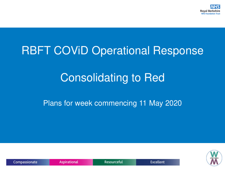 consolidating to red plans for week commencing 11 may