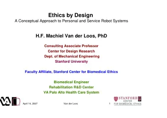 Ethics by Design  A Conceptual Approach to Personal and Service Robot Systems  H.F. Machiel Van der