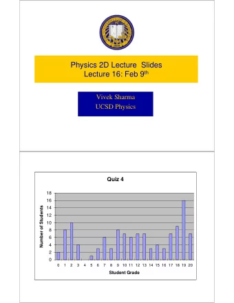 Physics 2D Lecture  Slides Lecture 16: Feb 9 th  Vivek Sharma  UCSD Physics  Quiz 4  18  16  Number