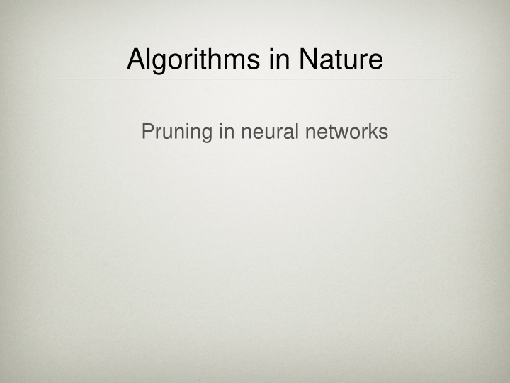 algorithms in nature