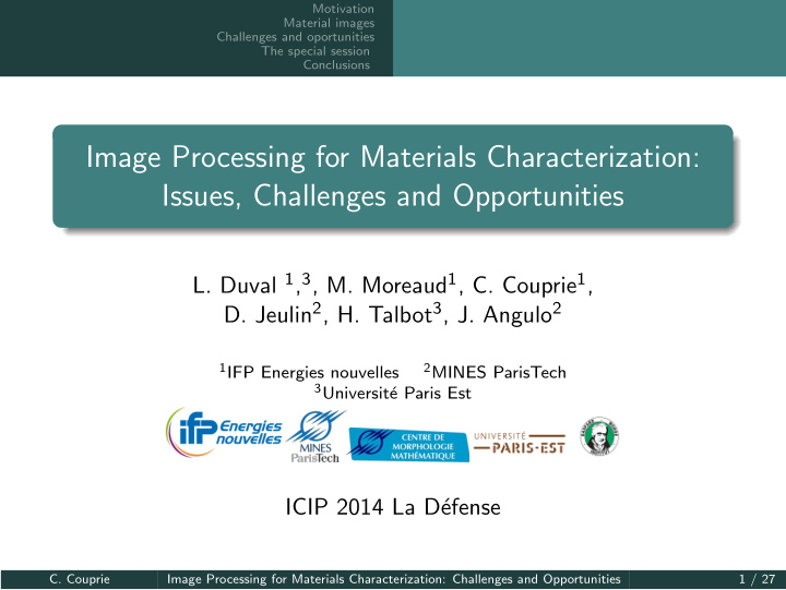 image processing for materials characterization issues