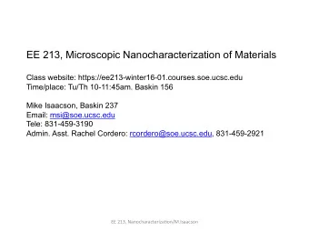 EE 213, Microscopic Nanocharacterization of Materials  Class website: