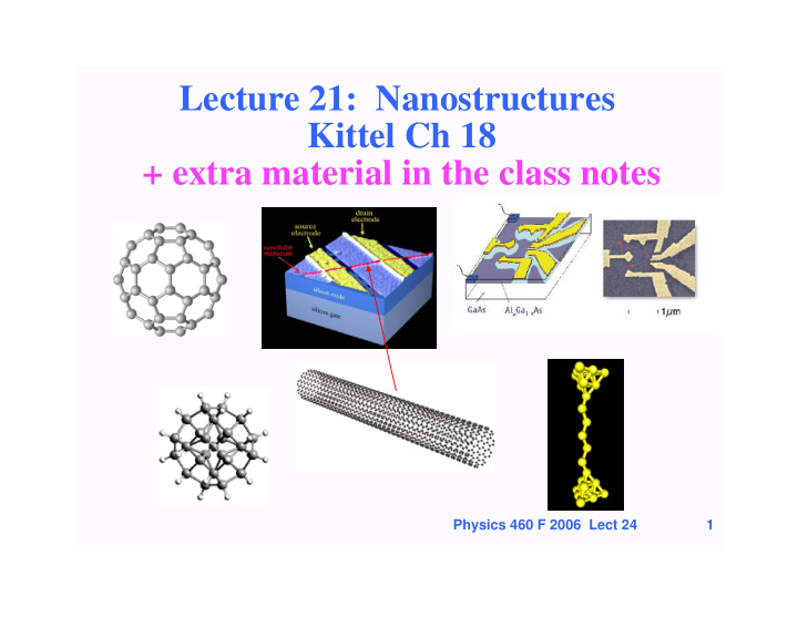 lecture 21 nanostructures kittel ch 18 extra material in