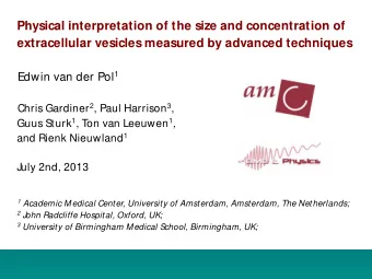 Physical interpretation of the size and concentration of  extracellular vesicles measured by