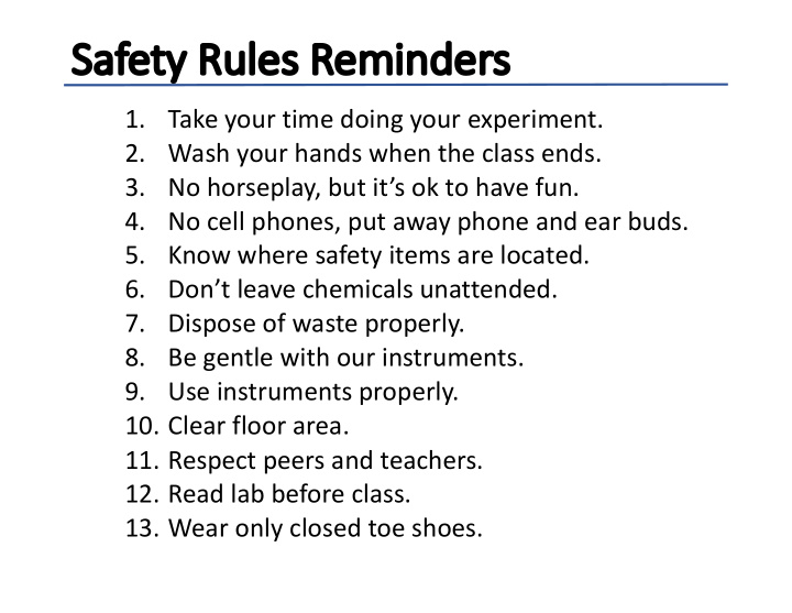 sa safety rules reminders