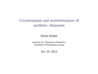 Circularization and multimerization of  synthetic ribozymes  Stefan Badelt  Institute for