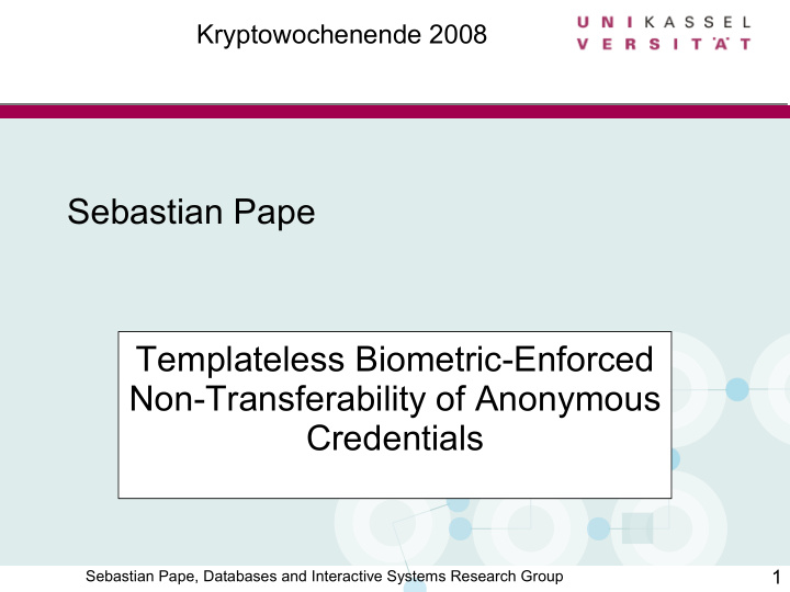 sebastian pape templateless biometric enforced non
