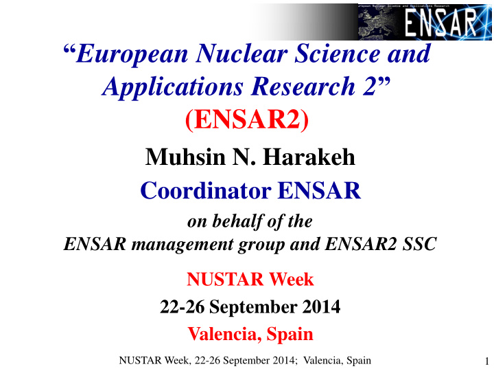 european nuclear science and