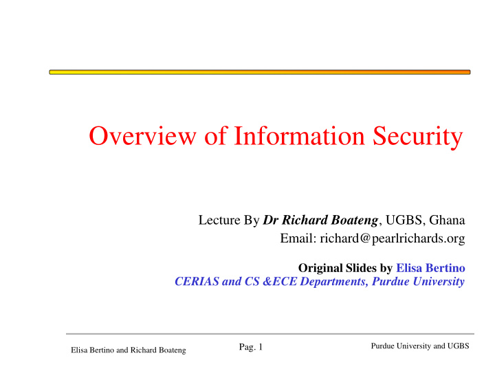 overview of information security