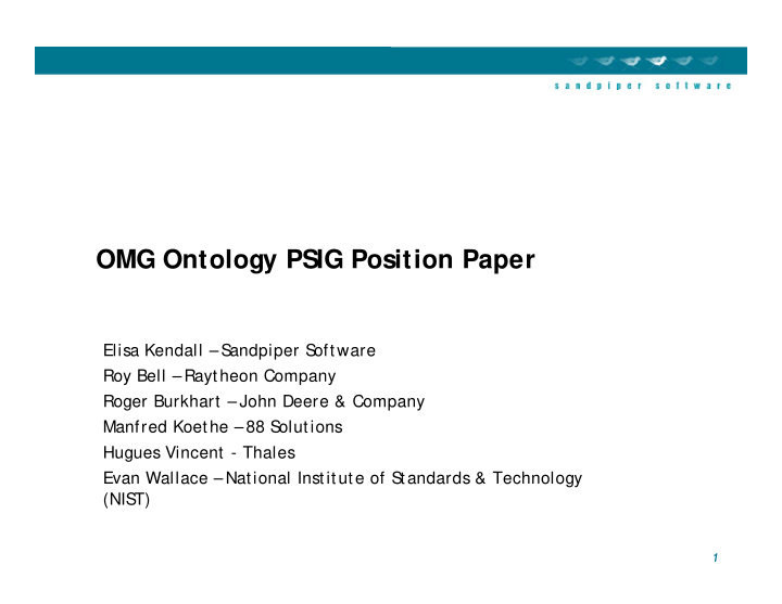 omg ontology psig position paper omg ontology psig