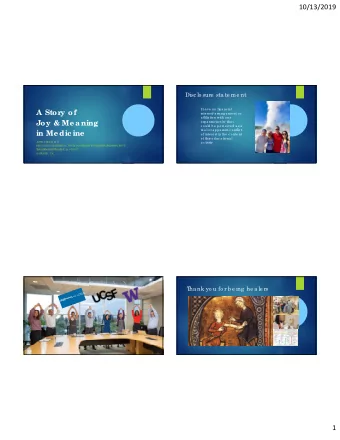 A Stor  y of  inte re st/ a rra ng e me nt o r  a ffilia tio n with a ny  Joy &amp; Me a ning  o rg