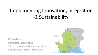 &amp; Sustainability  Dr Kate Fayers  Consultant Diabetologist  West Hants Community Diabetes