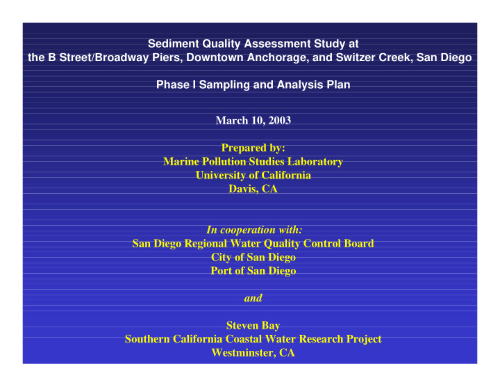 sediment quality assessment study at the b street