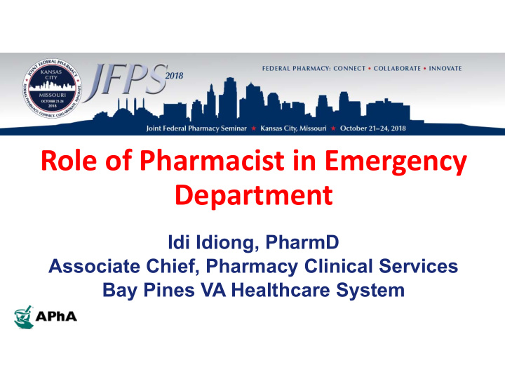 role of pharmacist in emergency department