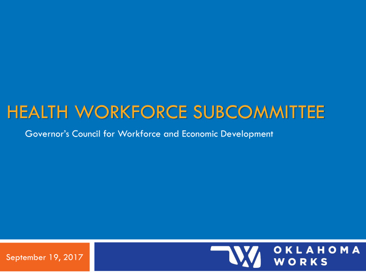 health workforce subcommittee