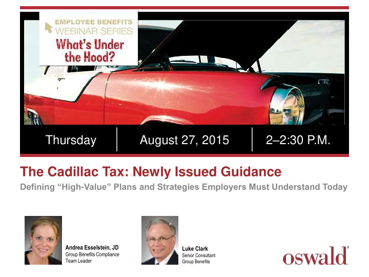 the cadillac tax newly issued guidance
