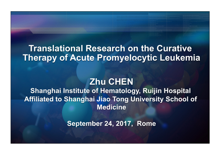 translational research on the curative therapy of acute