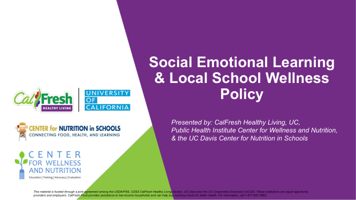 social emotional learning local school wellness policy